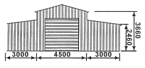 Barn with single roller door 3m x 3m