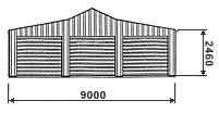 Barn feature peak with triple roller doors 2.1m x 2.4m